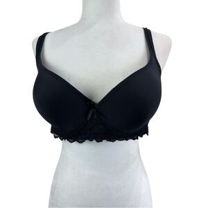 VADALALA Elegant black Lace Bra Lace Detail Underwire Padded Bra Size 42 D